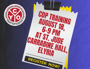 Last Call Final CDP Training Aug. 18, at St. Jude Carrabine Hall, Elyria.  Register now, click here.
