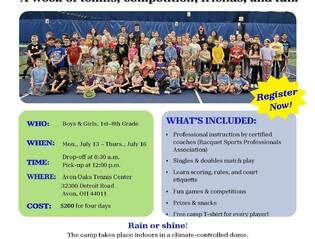 CYO Summer Tennis Camp at Avon Oaks Tennis Center July 13, 14, 15, 16! 