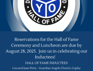 Hall of Fame Reservations are due Aug. 28, 2025.  Join us to celebrate our